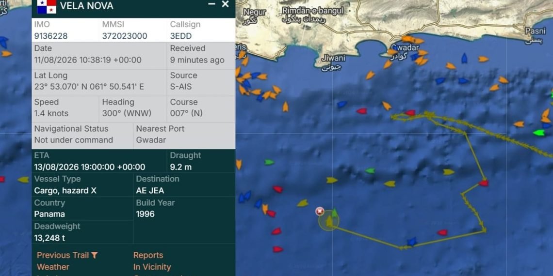 Container Ship Vela Nova Struck by Missile in Gulf of Oman off Pakistan
