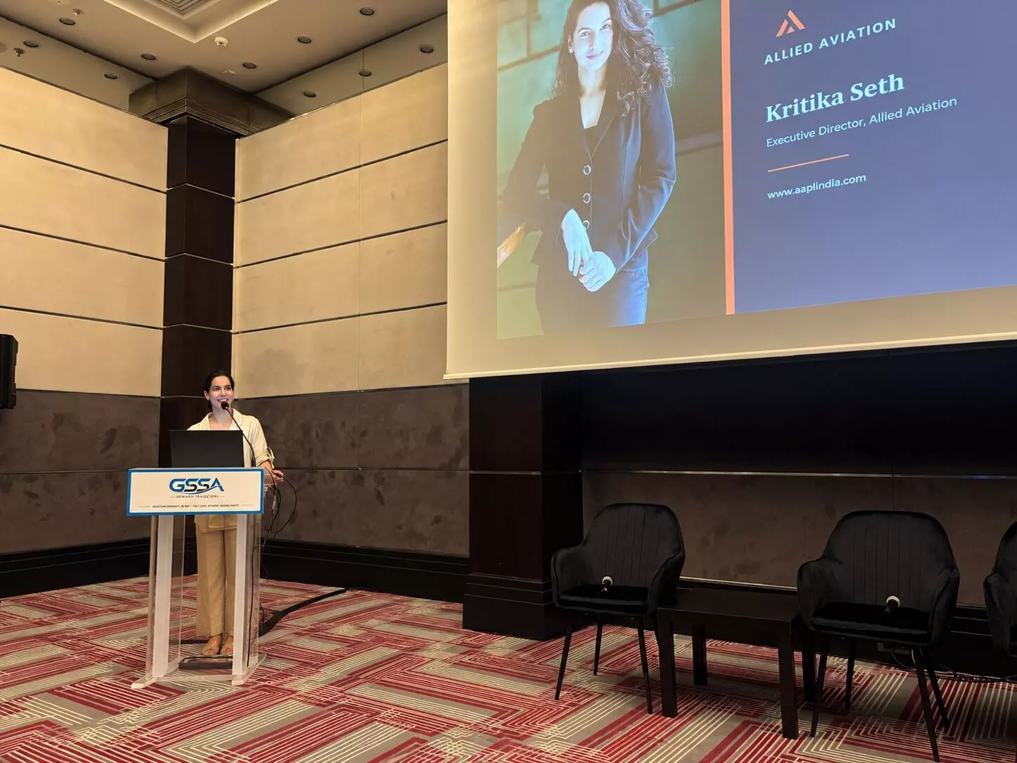 Kritika Seth, Executive Director, Allied Aviation, speaking at the Aviation Connect Conference, Athens