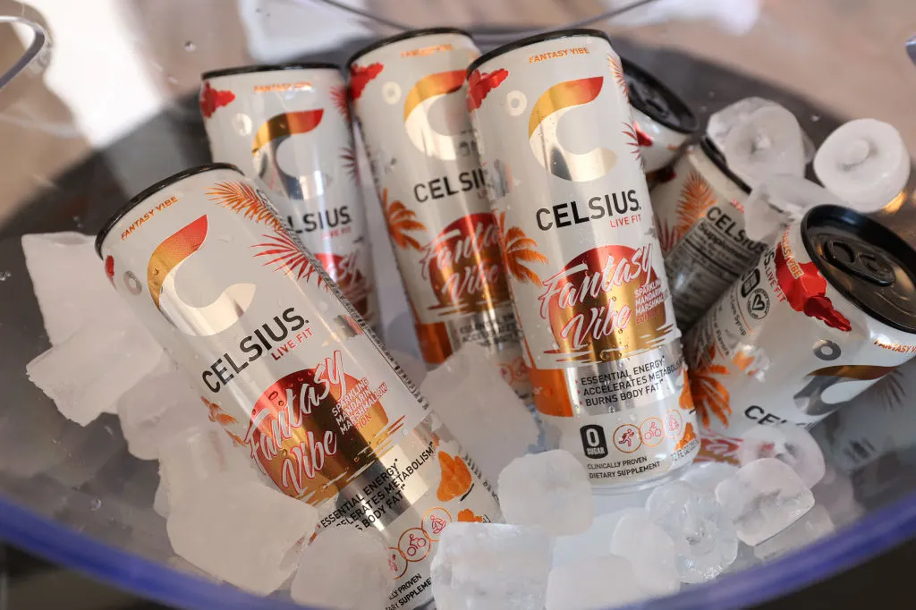 Cans of Celsius Fantasy Vibe energy drink