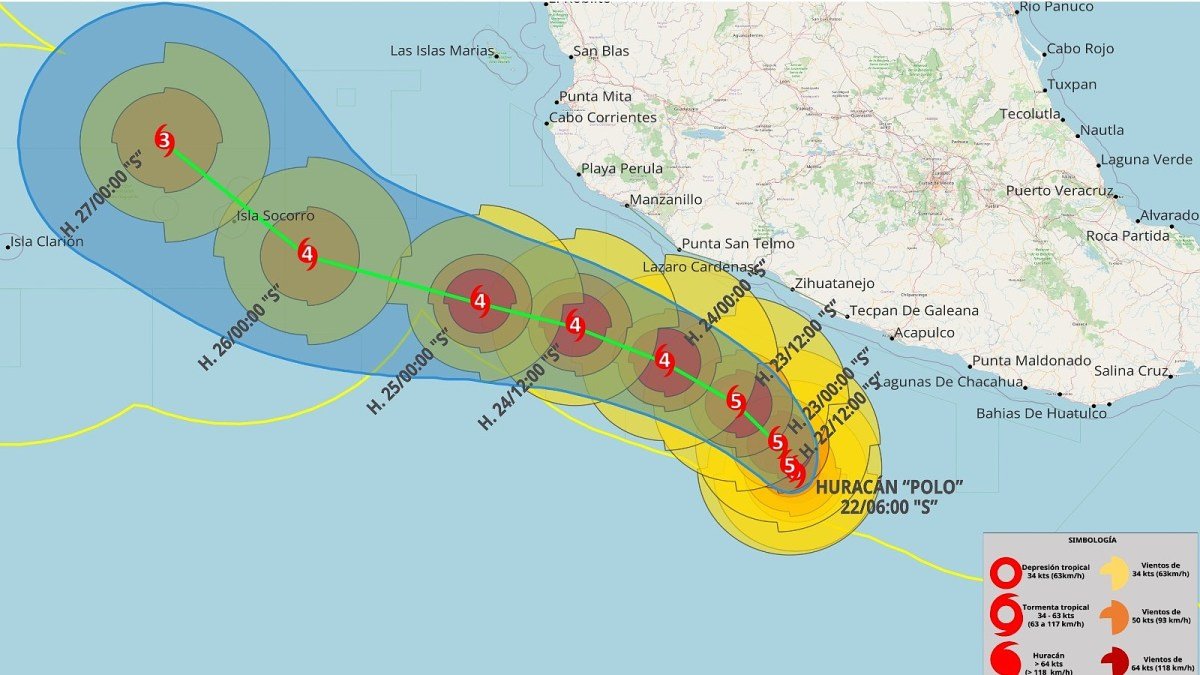 Hurricane Polo over Mexico's Pacific coast