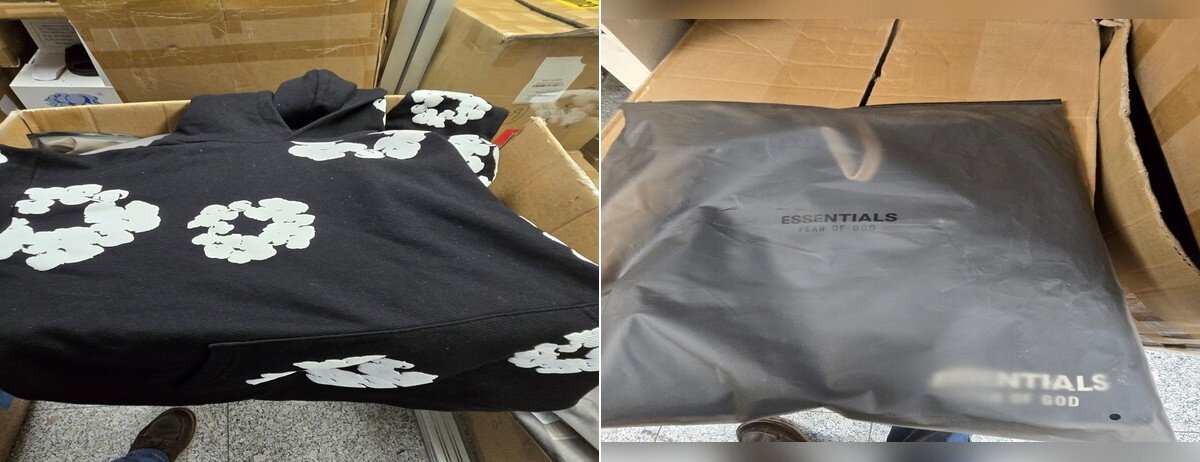 Counterfeit apparel was among the 25,898 items seized from an Arcadia, California, warehouse.