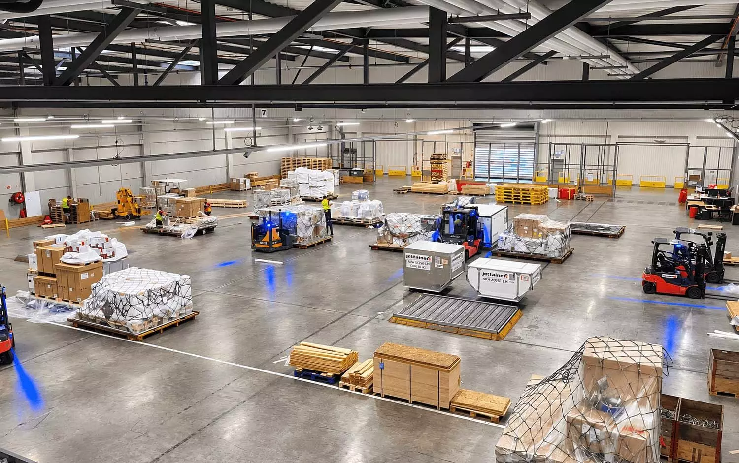 Inside view of Swissport's cargo warehouse at EuroAirport Basel-Mulhouse