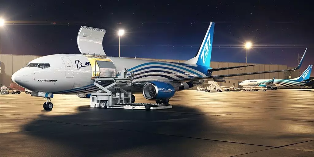 Computer-generated rendering of the Boeing 737-800BCF converted freighter unveiled in February 2016.