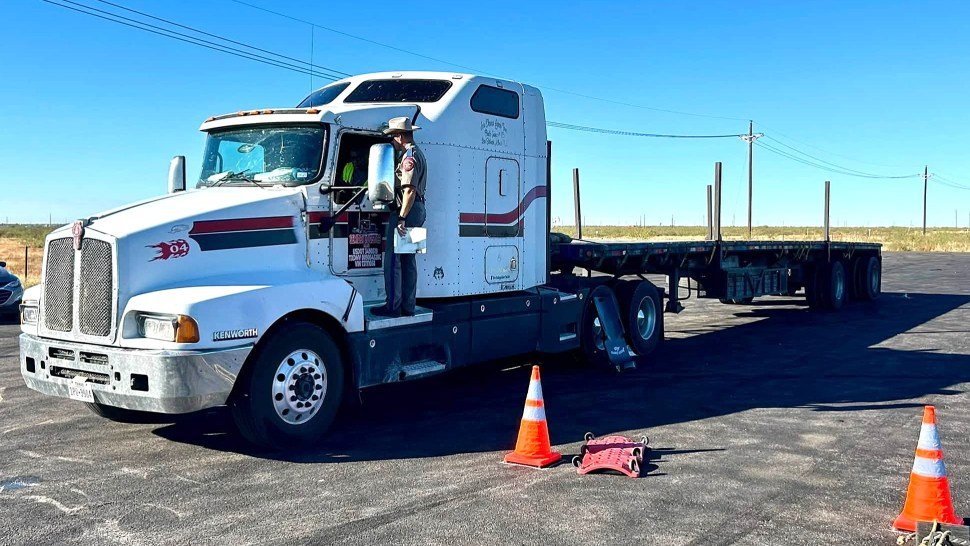 Texas Department of Public Safety commercial vehicle inspection in West Texas